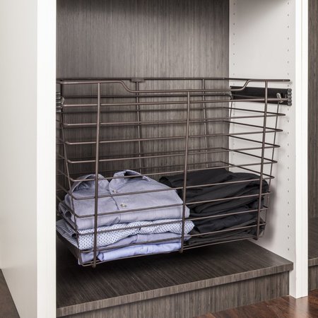 Hardware Resources Chrome Closet Pullout Basket with Slides 16"Dx23"Wx6"H POB1-16236CH